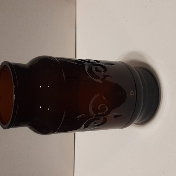 Vintage Dark Amber Fleur-de-lis Cremora Apothecary Jar - Picture 4 of 8